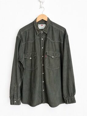 Vintage 1990s Levi’s Forest Green Cotton Twill Western Jacket - Streetwear- XL